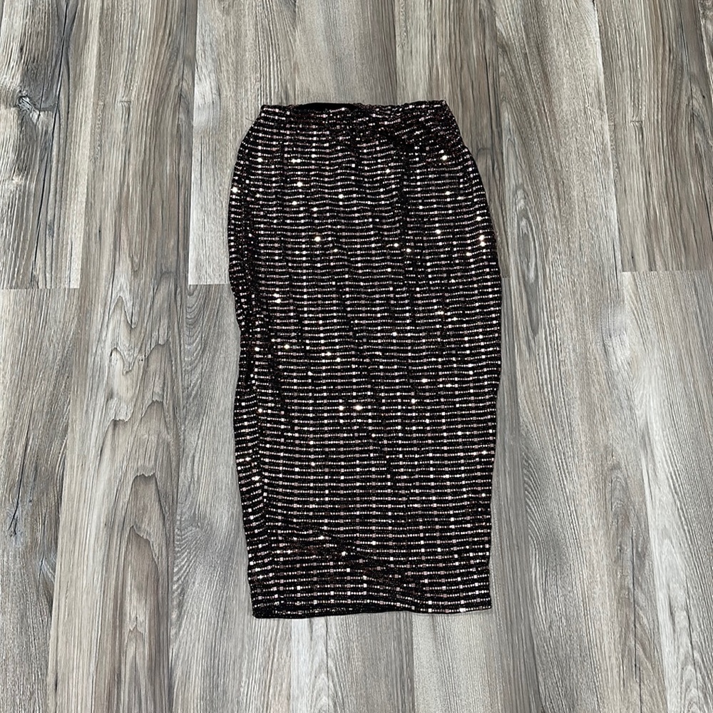 Bronze sequins midi Bodycon skirt
